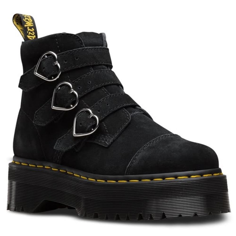 Dr. Martens x lazy oaf Black Boots with Heart Buckles US5 EU36